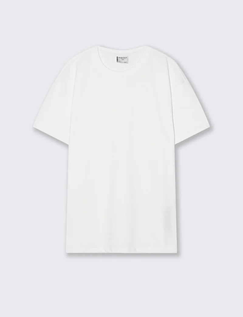 T-shirt girocollo in tessuto premium - Bianco