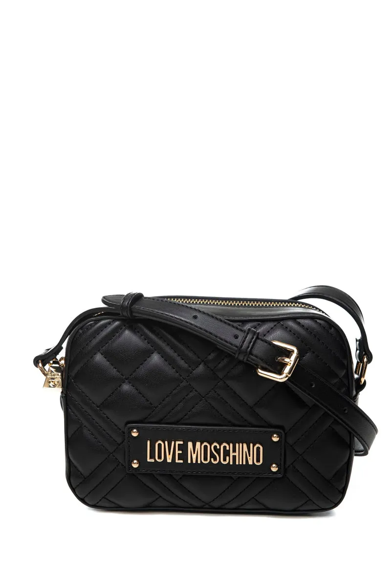 Borsa Love Moschino Quilted Pu Cb Gold Da Donna Nera In Poliuretano