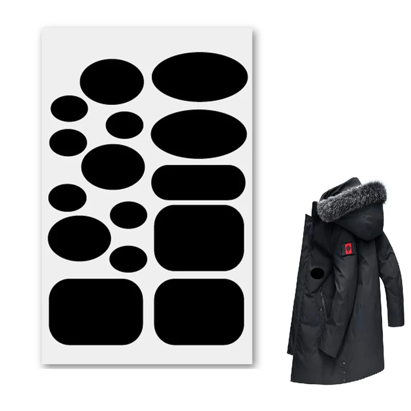 15 pezzi Toppe di riparazione per piumini, kit con patch,autoadesive,morbide, impermeabili, resistenti agli strappi in tessuto di nylon per fissare i fori nei vestiti, nei sacchi a pelo