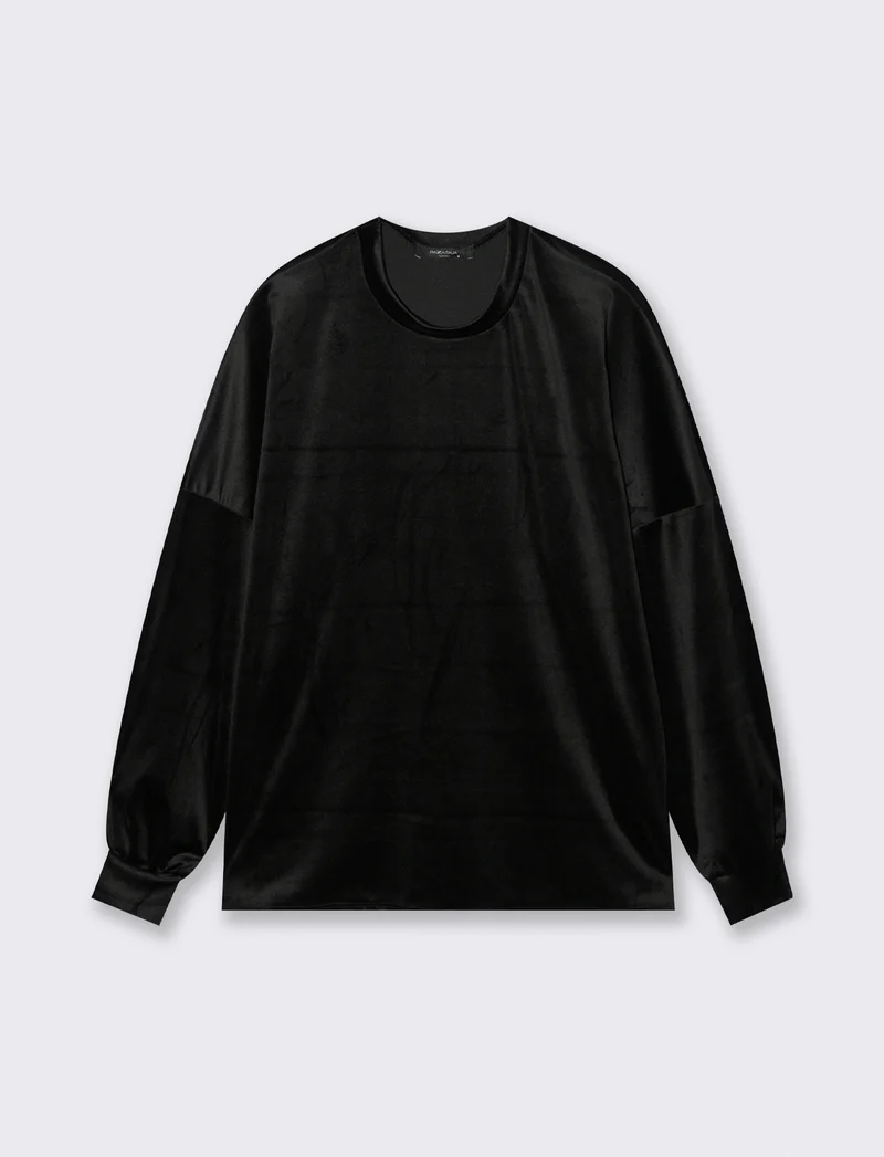 Maglia in ciniglia girocollo - Nero
