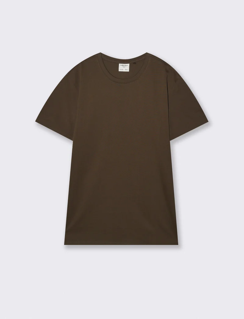 T-shirt girocollo in cotone mercerizzato - Moro