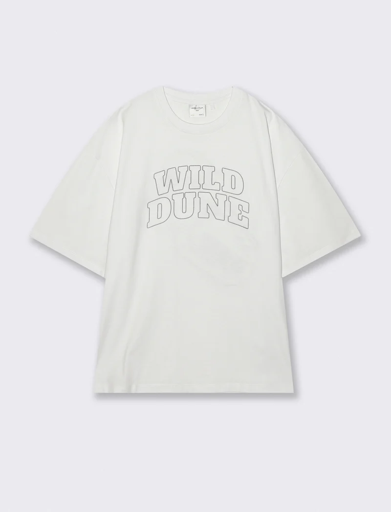T-shirt cotone con stampa effetto ricamo - Bianco