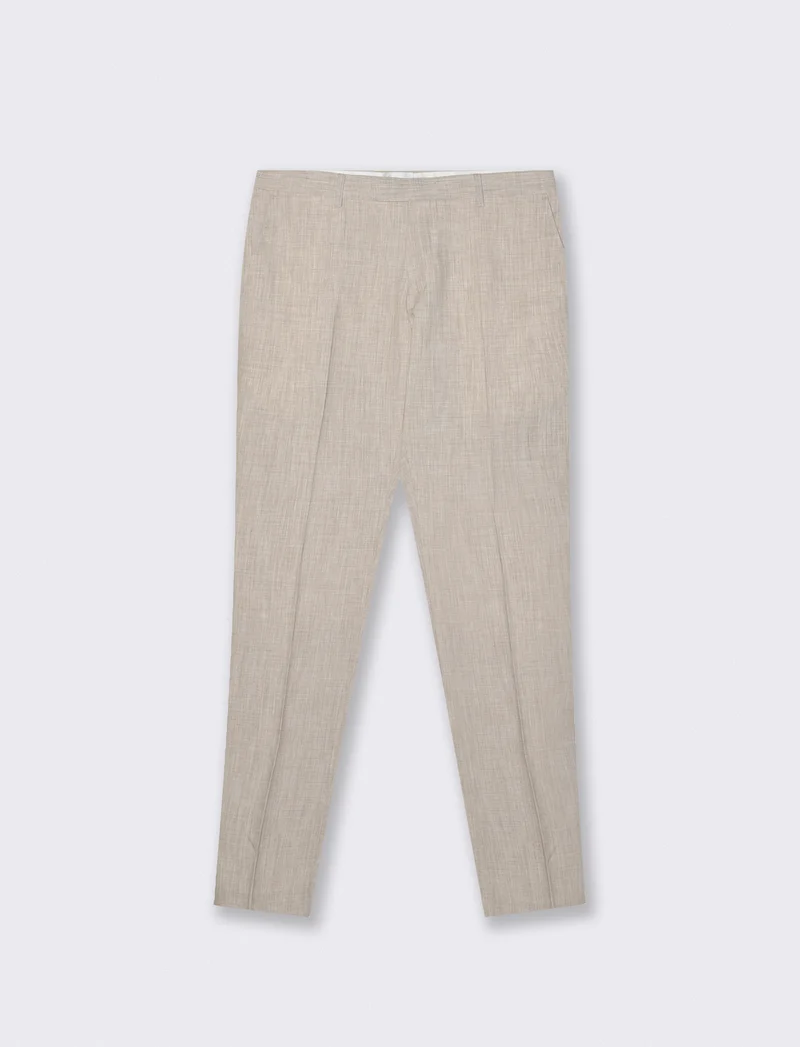 Pantaloni formal fit effetto lino - Beige
