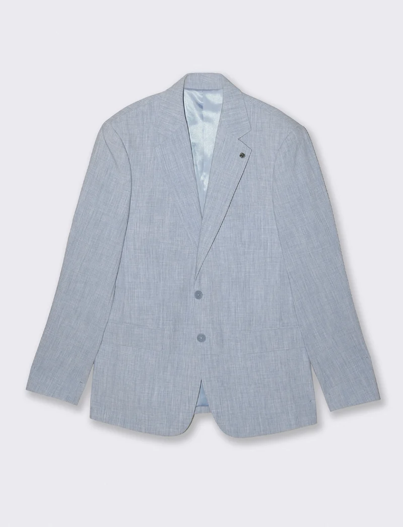 Blazer effetto lino con colletto classico - Blu