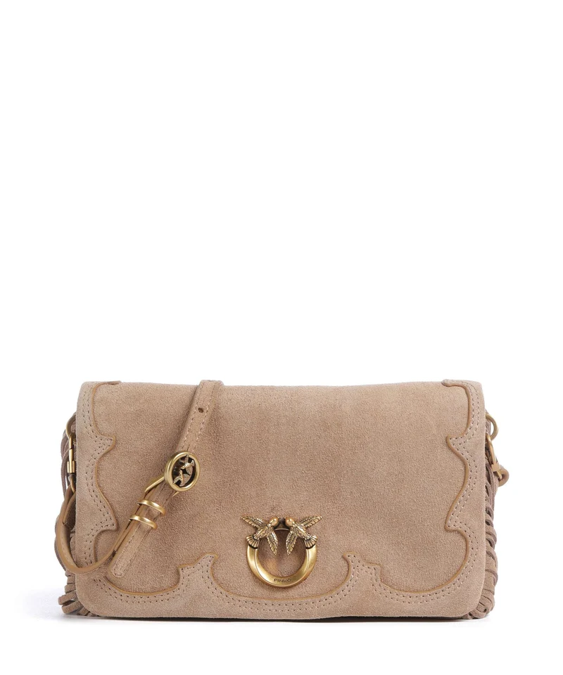 Pinko Love Click Soft Horizontal Mini Borsa a tracolla beige/scoiattolo/antique gold