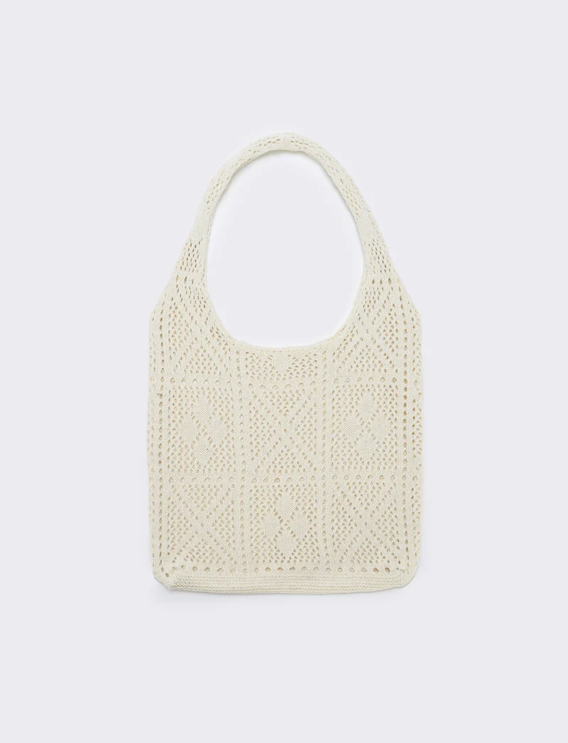 Borsa a spalla crochet - Bianco sporco