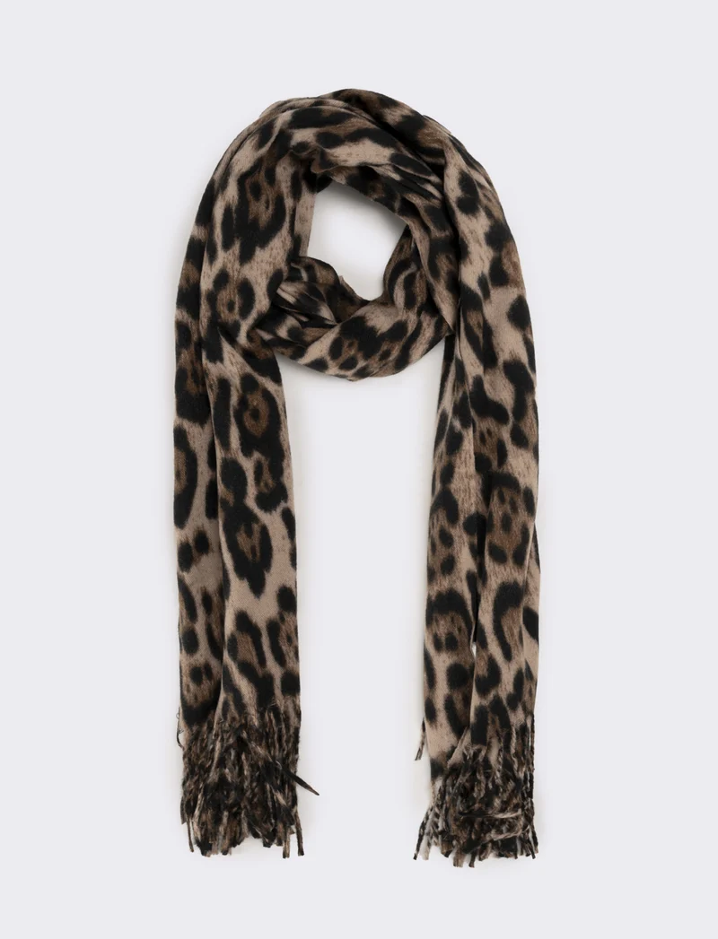 Sciarpa donna stampa animalier - Marrone