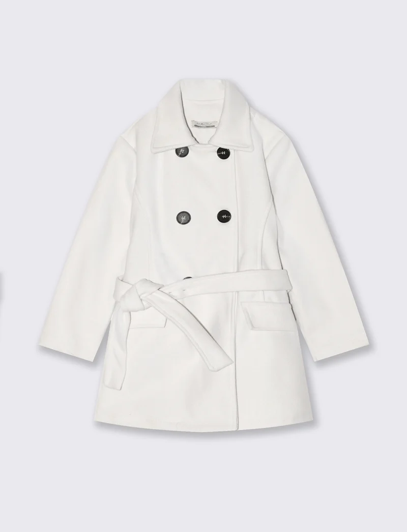 Cappotto in panno - Bianco panna