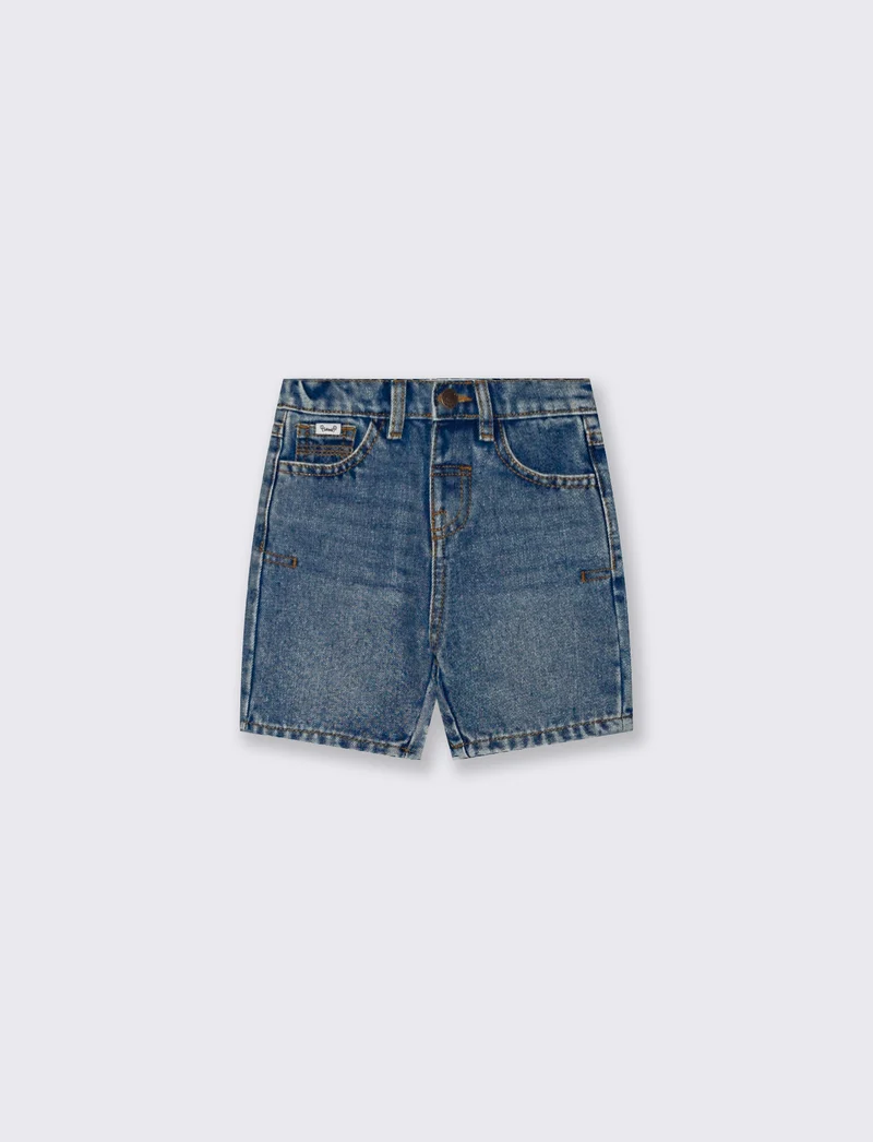 Bermuda in denim con vita regolabile - Denim