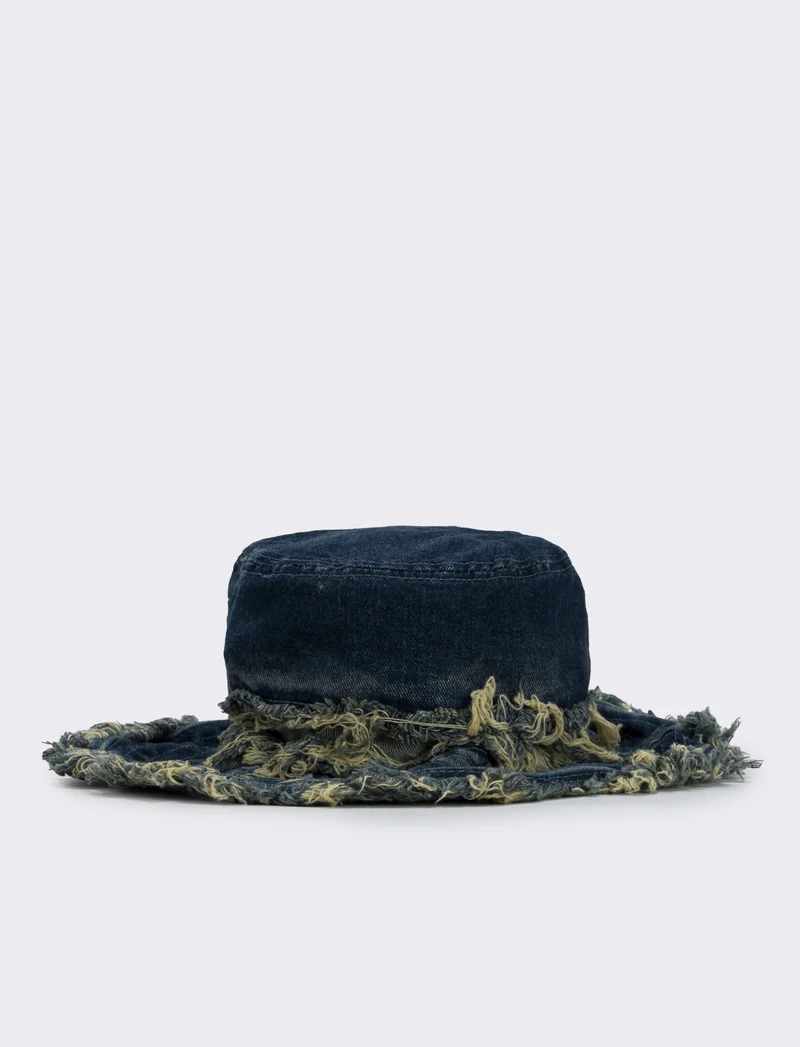 Cappello pescatore in denim sfrangiato - Blu