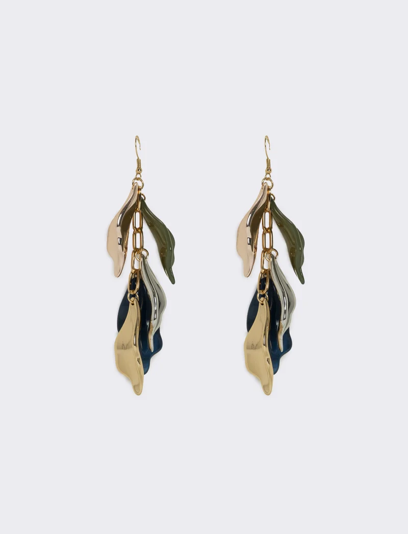 Orecchini Pendenti con Petali Eleganti - Blu