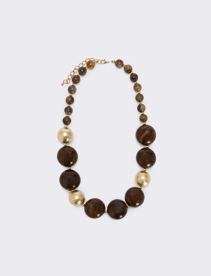 Collana con pietre a sfera - Marrone