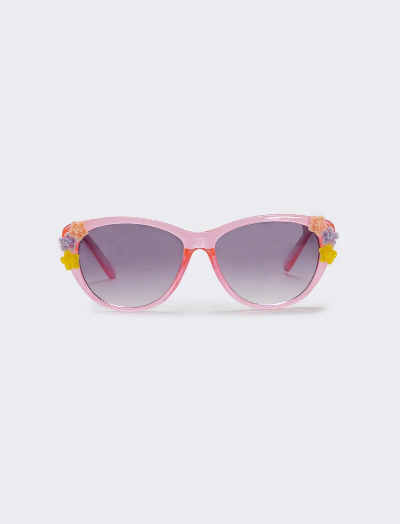 Occhiali da sole trasparenti con fiori - Rosa