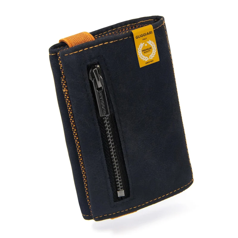 GUGGIARI® Portafoglio Uomo in Pelle di Qualità - Morbido Portafoglio Uomo Slim con Porta Carte di Credito, Portamonete e Contanti - Compatto Porta Carte Credito Uomo con Protezione RFID (B&R)