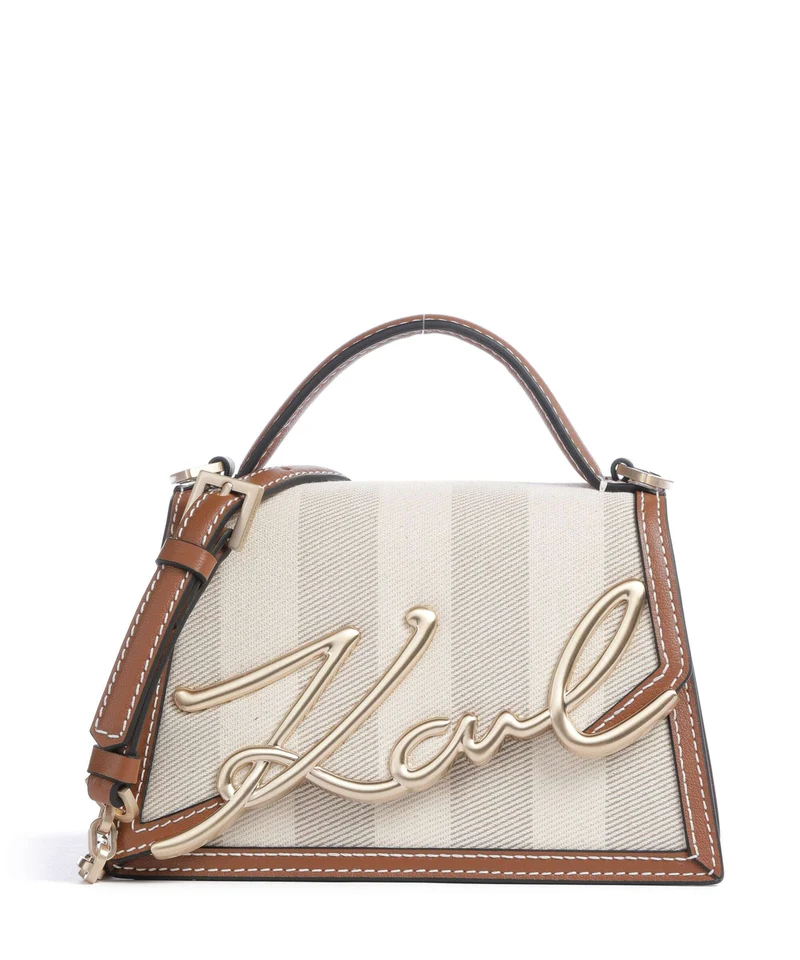 Karl Lagerfeld K/Signature 2.0 Small Borsa a tracolla natural canvas/tan