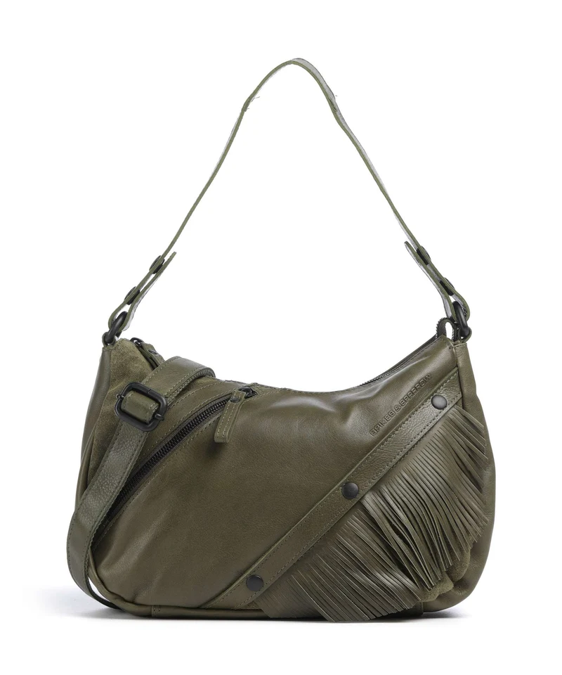 Spikes & Sparrow Suede Mix Jadeline Borsa a spalla green