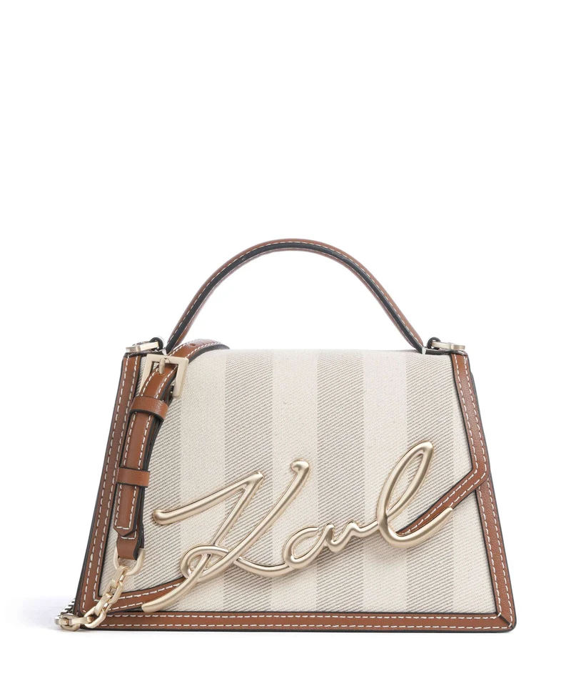 Karl Lagerfeld K/Signature 2.0 Medium Borsa a mano natural canvas/tan