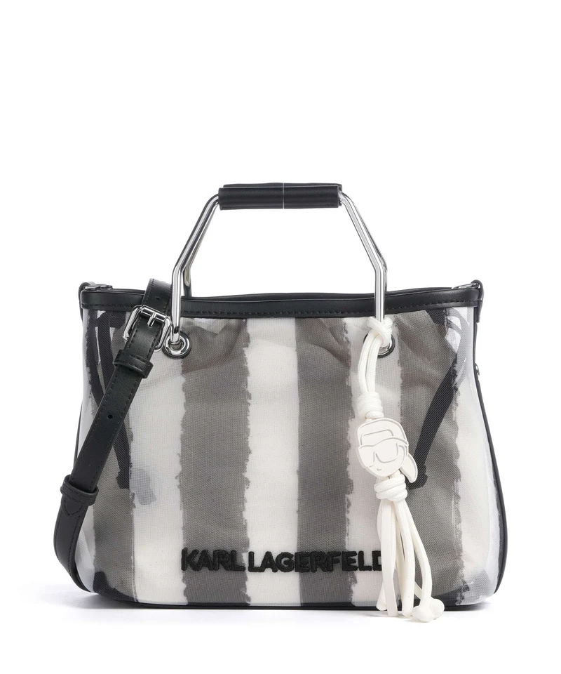 Karl Lagerfeld Ikon Small Borsa a mano black stripes