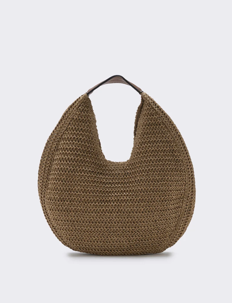 Borsa hobo in paglia - Bianco natural