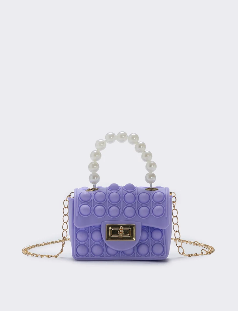 Borsa pop it con manico di perle - Lilla