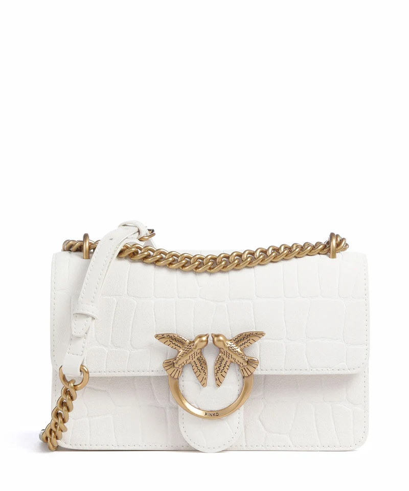 Pinko Love One Mini Borsa a spalla bianco nembo/antique gold