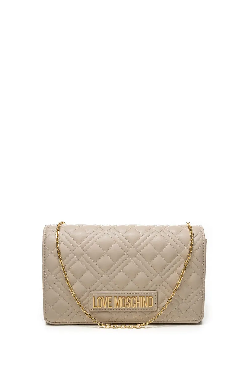 Borsa Love Moschino Quilted Pu Gold Da Donna Panna In Poliuretano