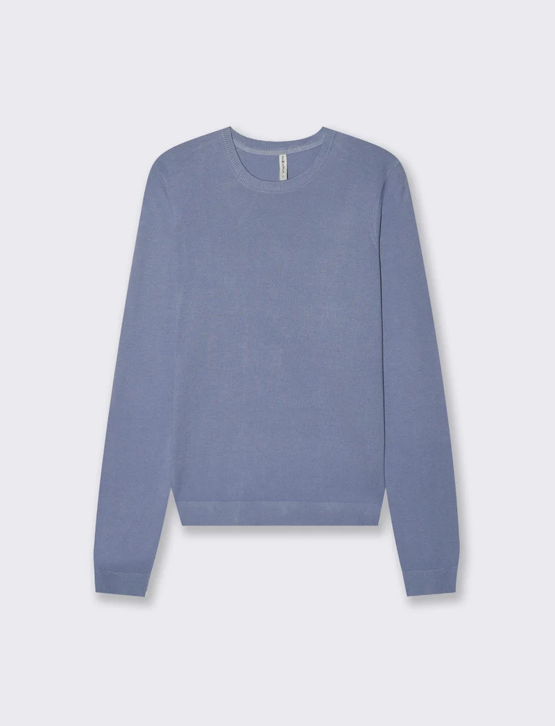 Maglia Basica Manica Lunga a Coste - Denim