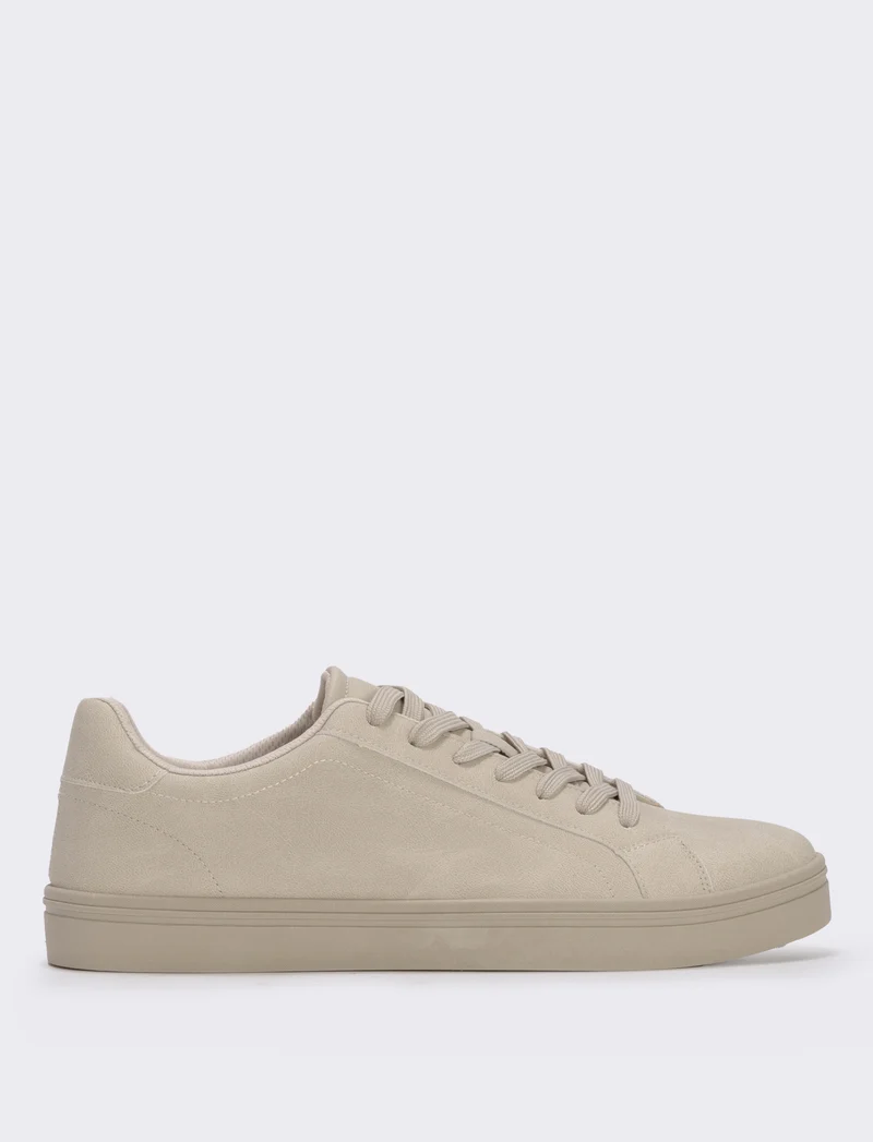 Sneakers minimal da uomo in poliuretano - Beige