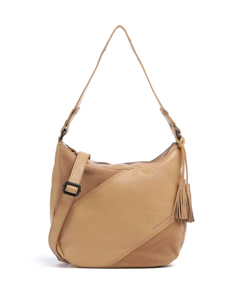 Spikes & Sparrow Suede Mix Natalia Borsa hobo camel