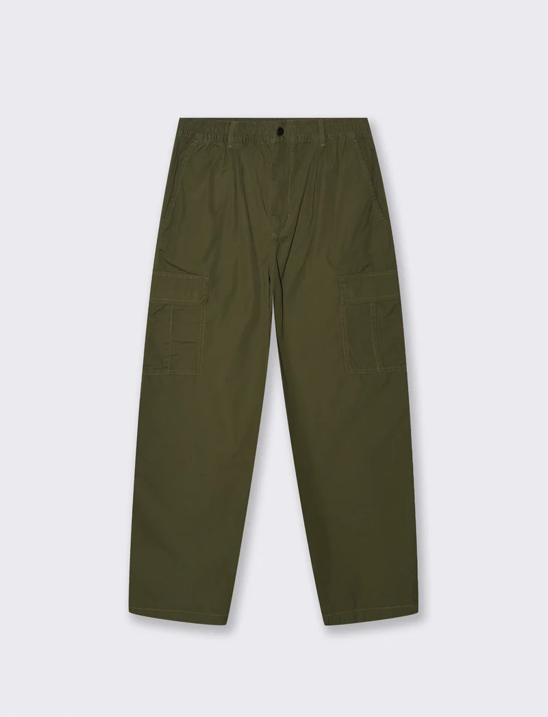 Pantaloni Baggy Cargo in Rip Stop Cotone - Verde militare