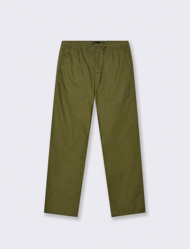 Pantalone in Cotone Regular Fit con Tasche - Verde oliva