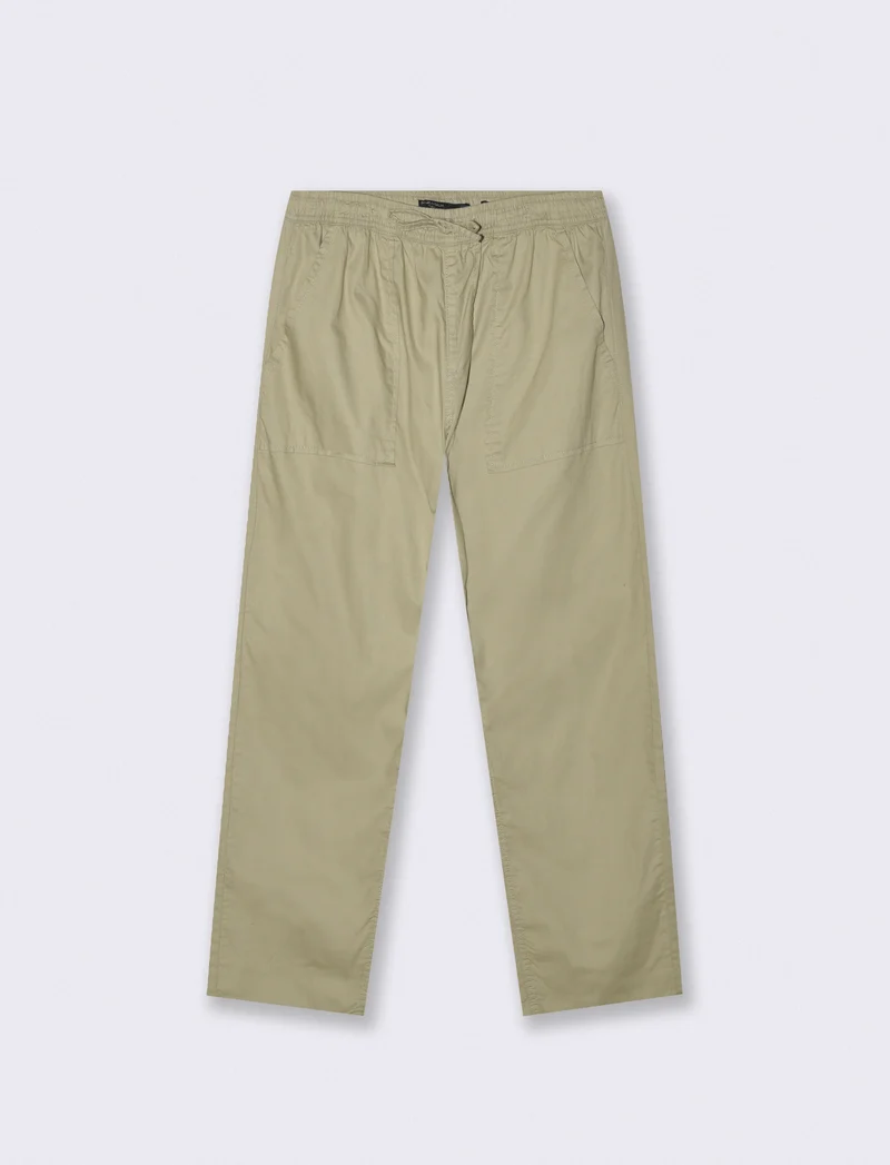 Pantalone in Cotone Regular Fit con Tasche - Grigio stone