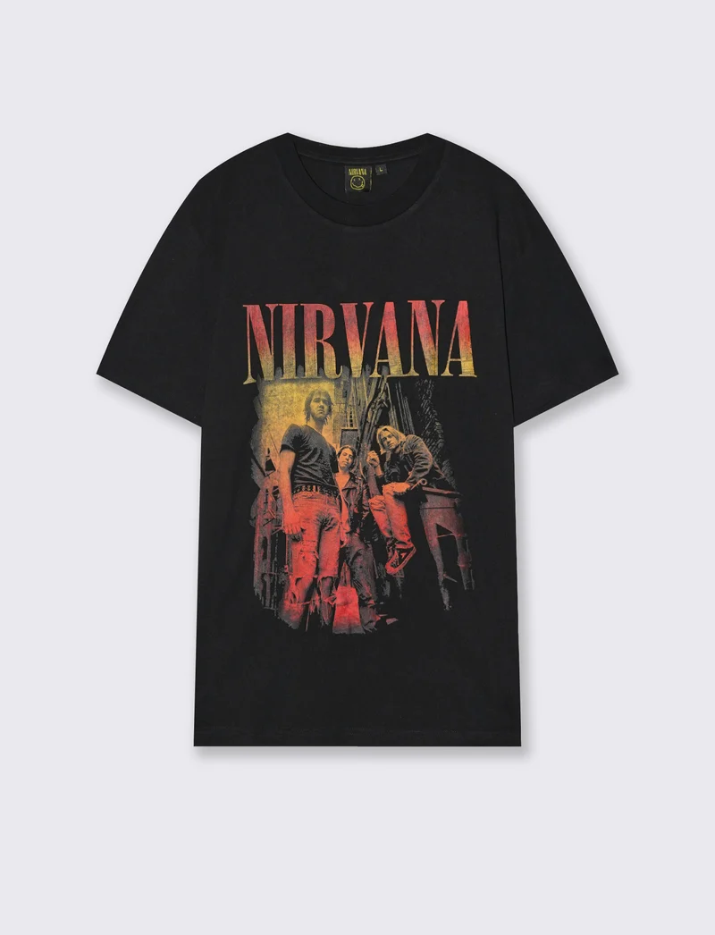 T-Shirt Nirvana Girocollo Maniche Corte - Nero