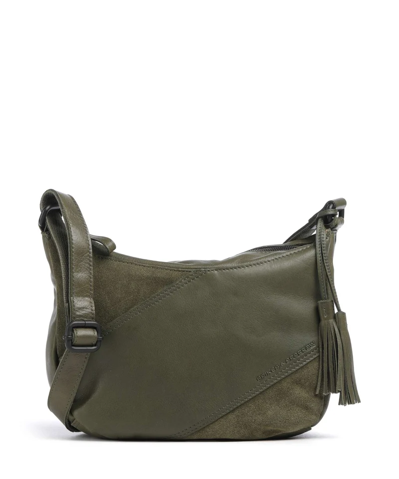 Spikes & Sparrow Suede Mix Lorain Borsa a tracolla green