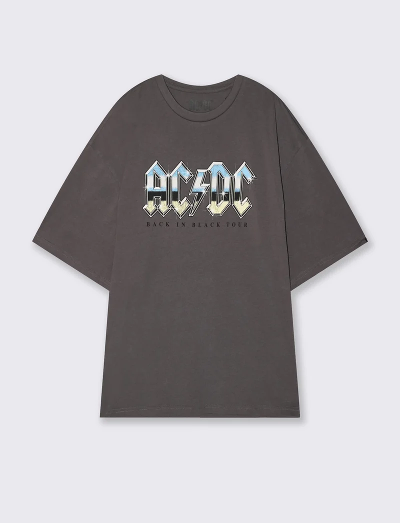 T-shirt AC DC girocollo maniche corte - Grigio piombo