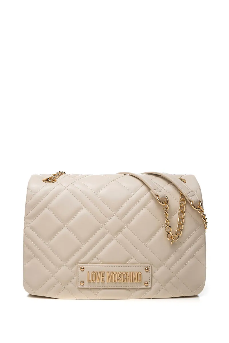 Borsa Love Moschino Quilted Pu Gold Sh Da Donna Panna In Poliuretano