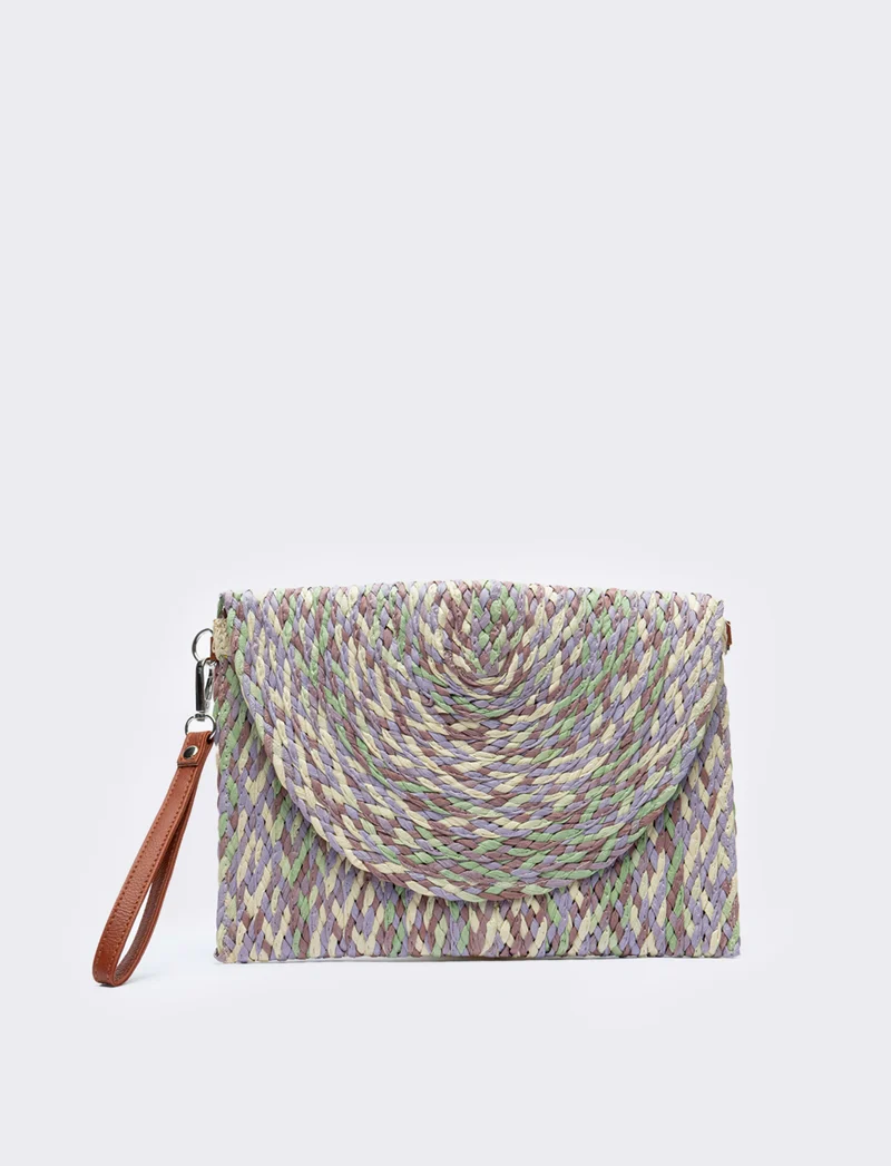 Pochette donna a lettera multicolor - Lilla