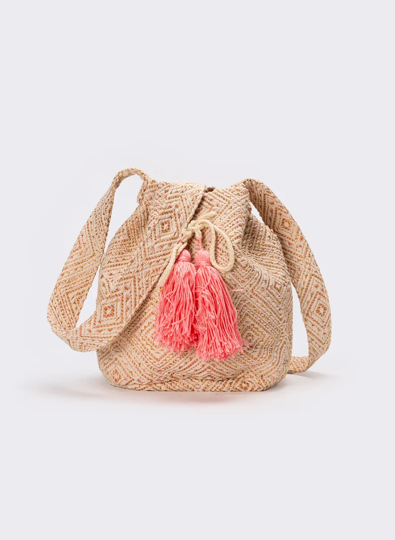 Tracolla donna in secchiello con nappa - Rosa