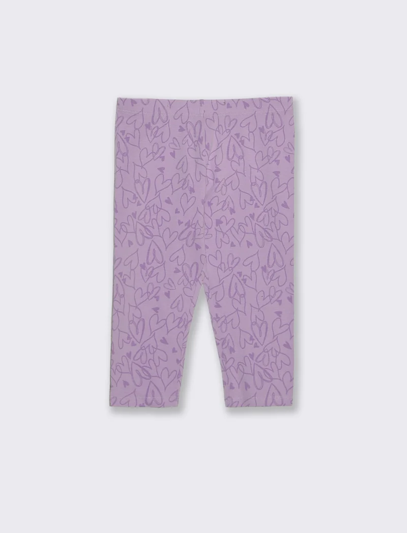 Leggings 3/4 in cotone elastico stampato - Lilla