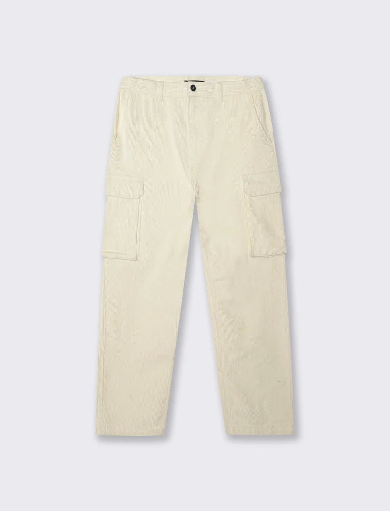 PANTALONI CARGO IN VELLUTO STRAIGHT FIT - Bianco