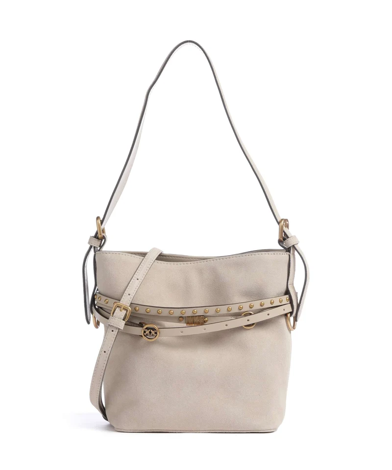 Pinko Belt Mini Borsa a secchiello beige/grigio fumo/antique gold