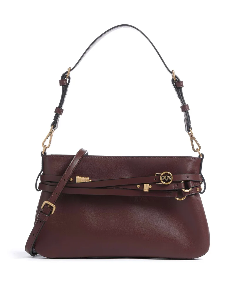 Pinko Belt Mini Borsa a spalla burgundy wine/antique gold