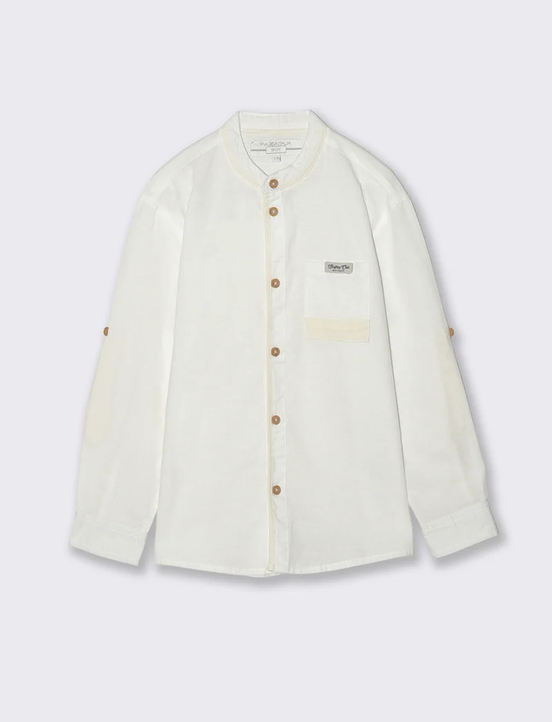 Camicia in cotone fiammato casual chic - Bianco latte