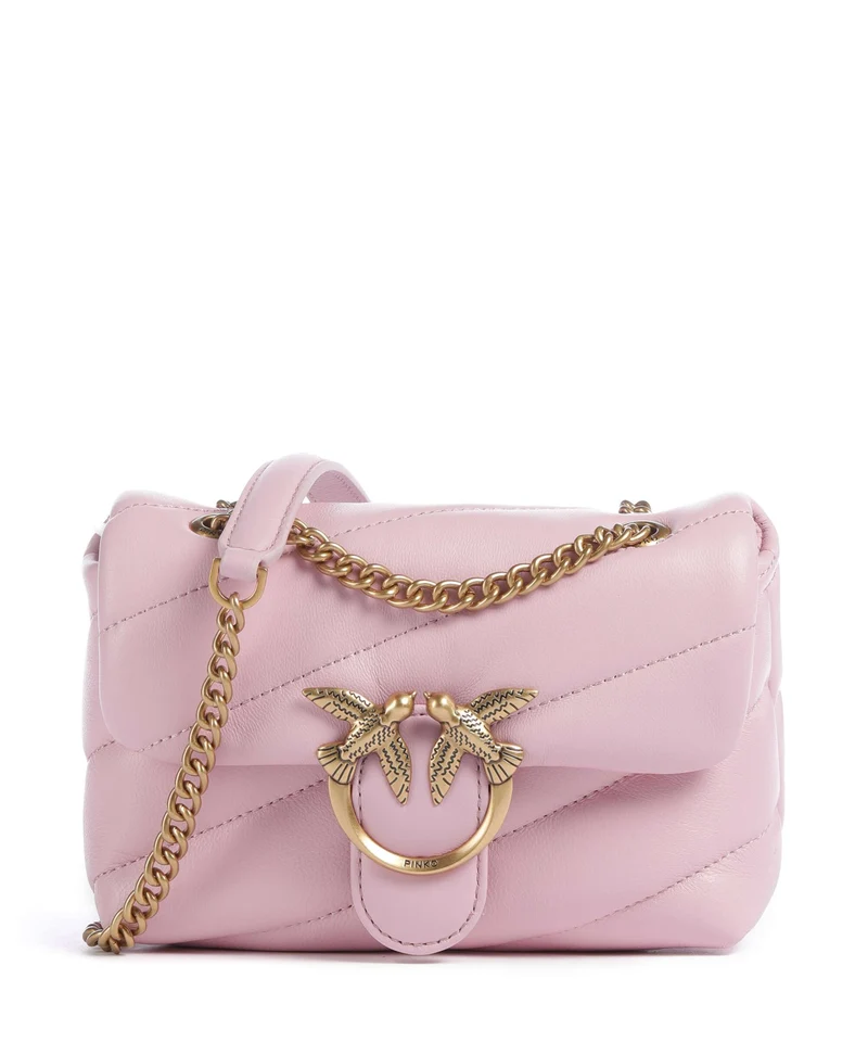 Pinko Love Puff Baby Borsa a spalla rosa chiaro/antique gold