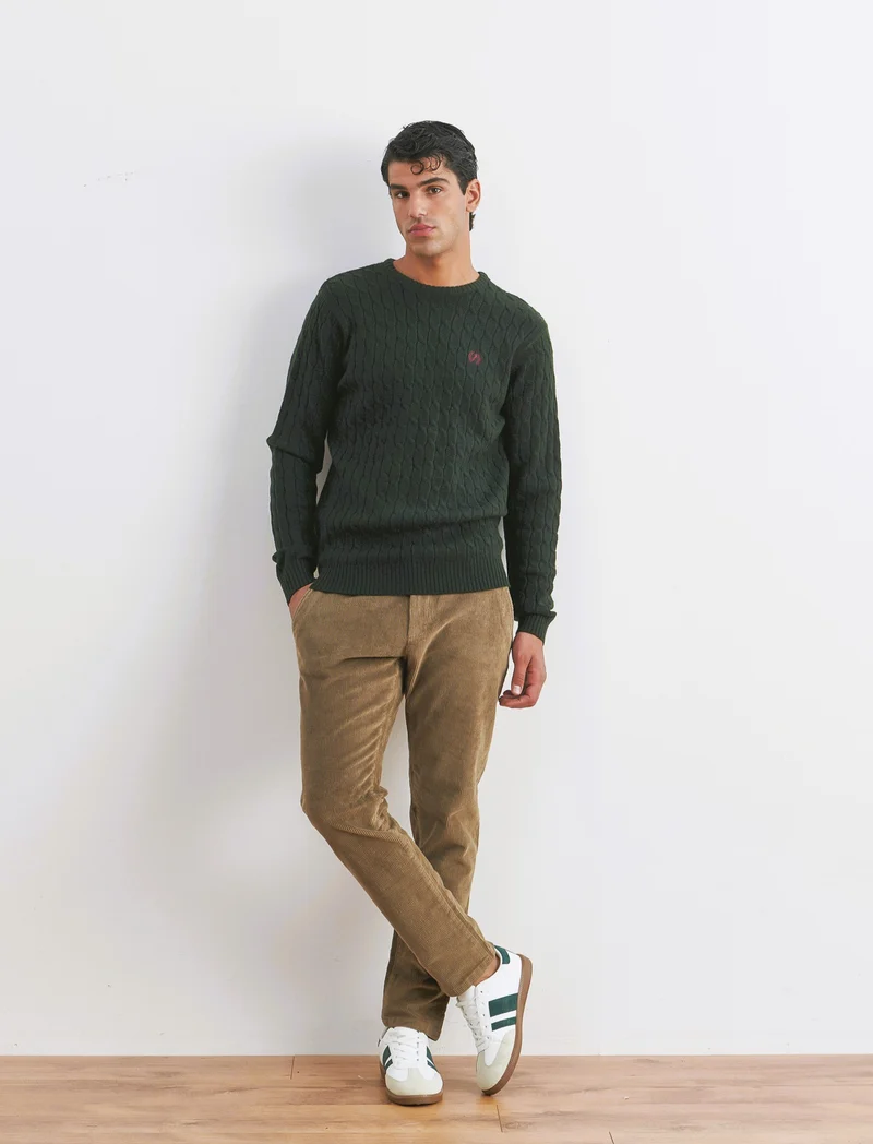 PANTALONI CHINO IN VELLUTO - Verde oliva