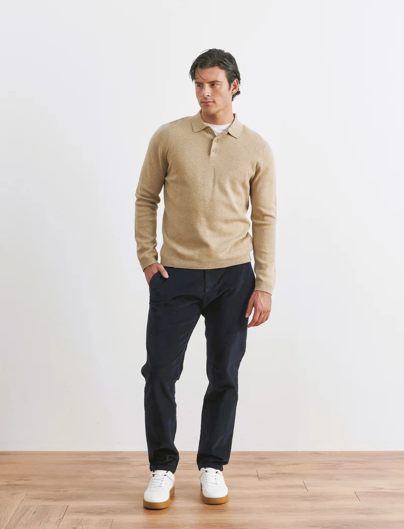PANTALONI CHINO IN VELLUTO - Blu