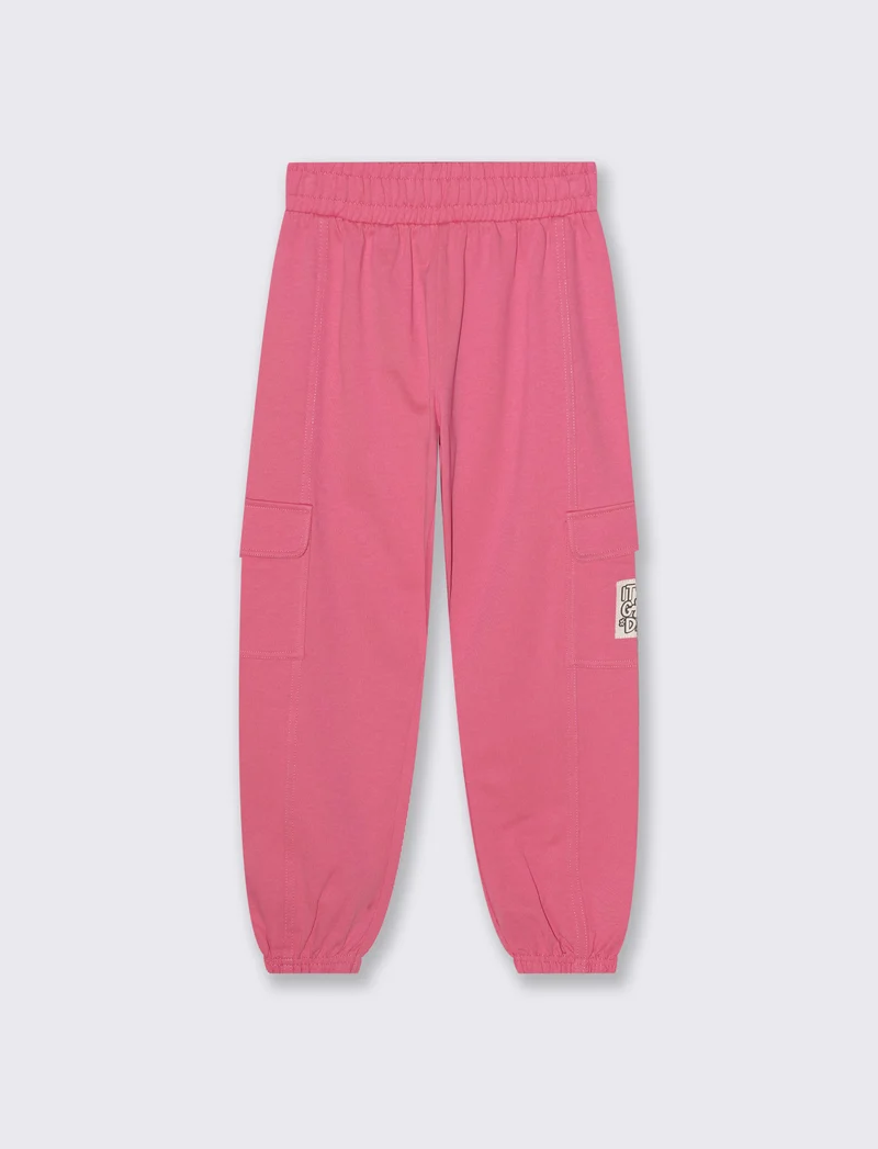 Pantalone in felpa da bambina con tasconi - Rosa big bubble