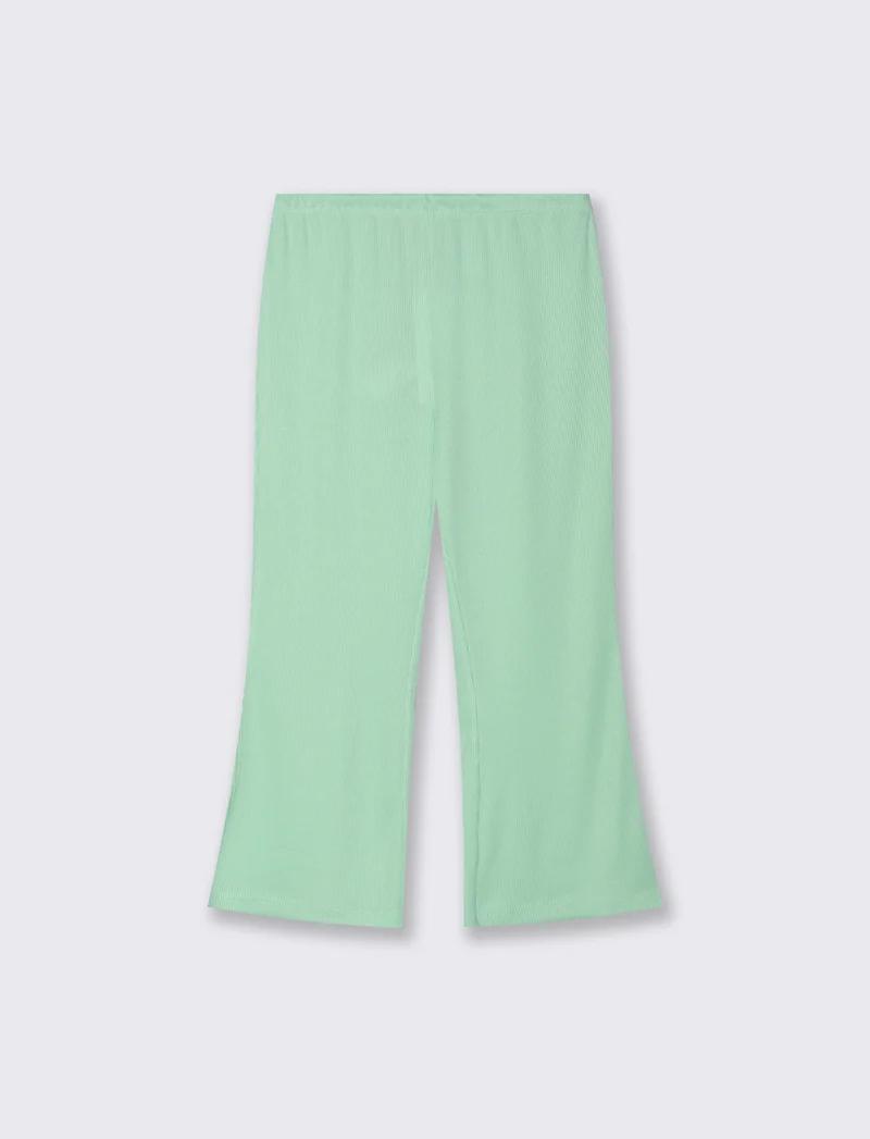Leggings in costina modello flare. - Verde