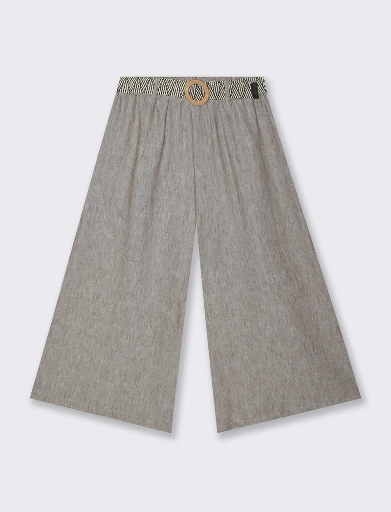Pantalone largo con cintura - Marrone tabacco