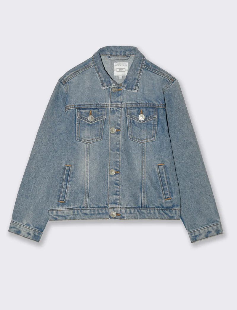 Giubbotto di jeans con tasche e pince - Denim